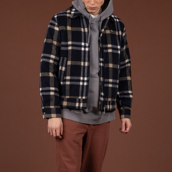 BNWT Wemoto - Donnie - Men's Navy Blue Plaid Heavyweight Worker Jacket - Picture 3 of 5